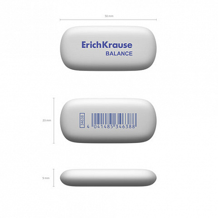 Ластик ERICH KRAUSE "Balance", 50x23x9 мм, белый, овальный, 34638