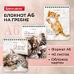 Блокнот МАЛЫЙ ФОРМАТ А6, 108х145 мм, 40 л., гребень, картон, клетка, BRAUBERG, "Милые котята", 114391