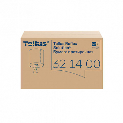 Бумага протирочная с центральной вытяжкой 270 метров, Tellus/TORK Reflex (M4) 1-слойная, КОМПЛЕКТ 6 рулонов, 321400