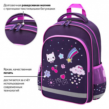 Рюкзак ПИФАГОР SCHOOL, 1 отделение, 3 кармана, "Вдохновение", 38x28х14 см, 273167