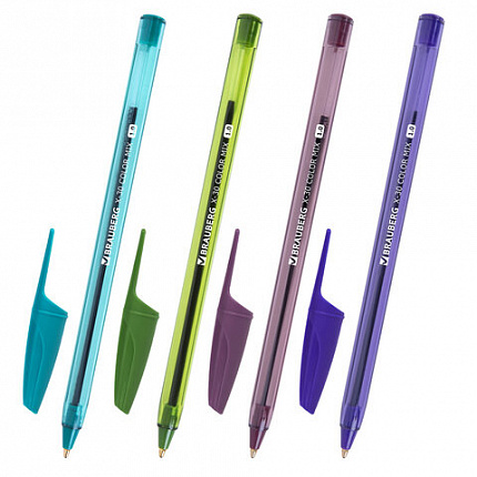 Ручки шариковые BRAUBERG X-30 COLOR MIX, КОМПЛЕКТ 12 ШТ., СИНИЕ, пишущий узел 1 мм, линия письма 0,5 мм, 144336