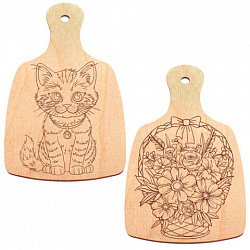 Заготовки деревянные разделочные для выжигания с рисунком, 2 шт., 28х19х0,3 см, BRAUBERG HOBBY, 665311