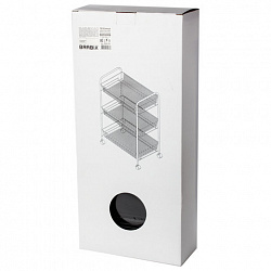 Этажерка (тележка) BRABIX офисно-бытовая 3 яруса, на колесах, металл, черная, 43,5х26х62,5 см, 603751