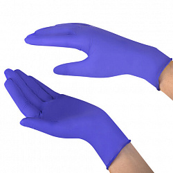 Перчатки нитриловые смотровые SFM Supersoft N135, Германия, 100 пар (200 штук), размер 8-9, L (большой), фиолетовые