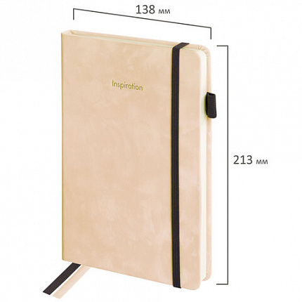 Ежедневник недатированный А5 138x213 мм, BRAUBERG "Velvet", резинка, держатель, 160 л., розовый, 116246