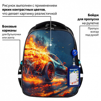 Ранец BRAUBERG FIT, 2 отделения, Speed increase, 38х27х14 см, 273109