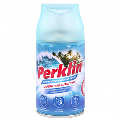 Сменный баллон 250 мл PERKLIN (ПЕРКЛИН) "Тропический бриз", для автоматических освежителей, универсальный, 609802