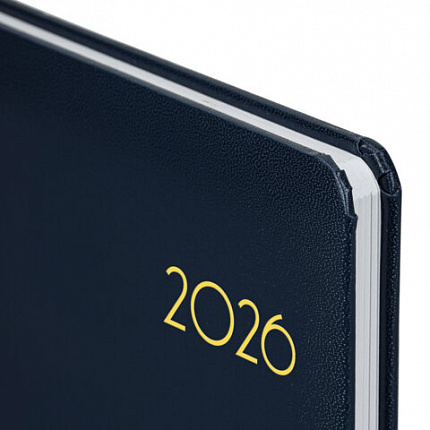 Еженедельник датированный 2026, А5, 145х215 мм, BRAUBERG "Select", балакрон, темно-синий, 117181