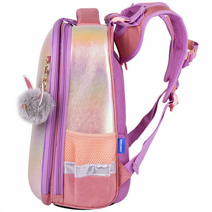 Ранец BRAUBERG SHINY, 2 отделения, с брелоком, "Счастливый кот", 38х28х14 см, 270697