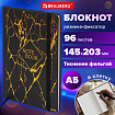 Блокнот с резинкой в клетку 96 л., А5 145х203 мм, твердая обложка с фольгой, BRAUBERG, "Marble", 116328