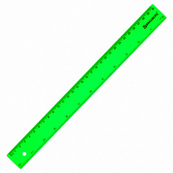Линейка пластиковая 30 см, BRAUBERG, неоновая, ассорти, 210839