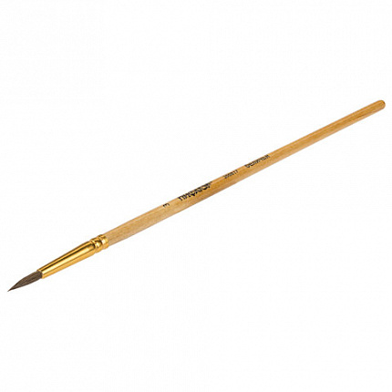 Кисть ПИФАГОР, БЕЛКА, круглая, № 3, деревянная лакированная ручка, с колпачком, 200817