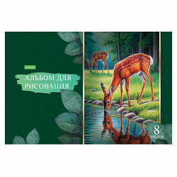 Альбом для рисования А4 8 л., скоба, обложка офсет, HATBER ECO, 205х290 мм, Ассорти (5 видов), 081950, 8А4C