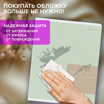 Тетради предметные, КОМПЛЕКТ 12 ПРЕДМЕТОВ 48 л., пластиковая обложка, BRAUBERG "MonoPastel", 405540