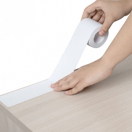 Клейкая лента бордюрная для ванны и кухни 80 мм х 3,2 м, белая, акриловая основа, WBZ (ВБЗ), 700428