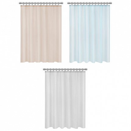 Шторка для ванной PEVA, 180х180 см, кольца в комплекте, цвет ассорти (белый, голубой, коричневый), PRIMILA (ПРИМИЛА), 700072