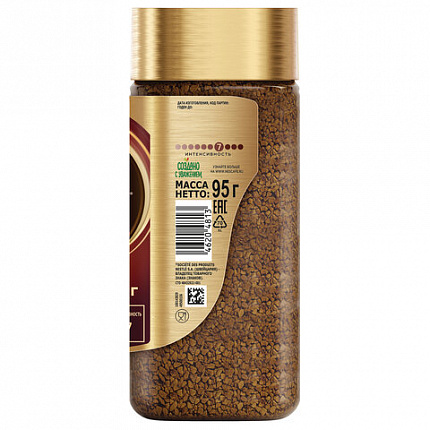 Кофе молотый в растворимом NESCAFE "Gold" 95 г, стеклянная банка, сублимированный, 12326188