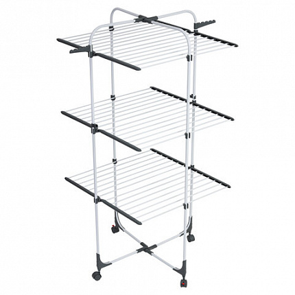 Сушилка напольная для белья раскладная, 3 уровня, 30 метров, на колесах, LAIMA HOME HIGH-RISE, 700472