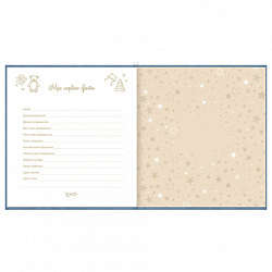 Фотоальбом-анкета детский 23х25 см, 32 листа, стикеры, открытка, конверт, голубой бархат, BRAUBERG, 391420