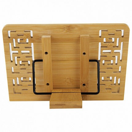 Подставка для книг и планшетов бамбуковая резная BRAUBERG, 28х20 см, регулируемый угол, 237897