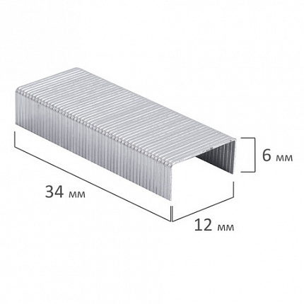Скобы для степлера цинковое покрытие №24/6, 1000 штук, BRAUBERG "EXTRA", до 30 листов, 229299