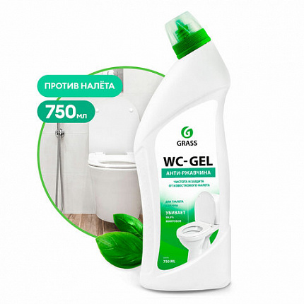 Средство для уборки санитарных помещений 750 мл, GRASS WC-GEL АНТИРЖАВЧИНА, кислотное, гель, 219175
