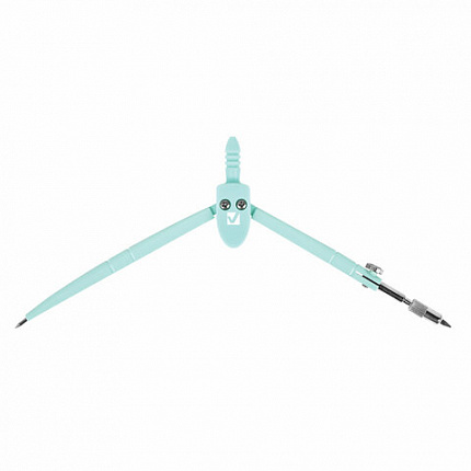 Циркуль BRAUBERG GEOMETRY, 120 мм, пастельно-бирюзовый цвет, защитный колпачок, пластиковый пенал, 210697