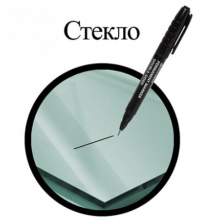 Маркер перманентный двусторонний BRAUBERG "Double", ЧЕРНЫЙ, наконечники 0,8/3 мм, 151635