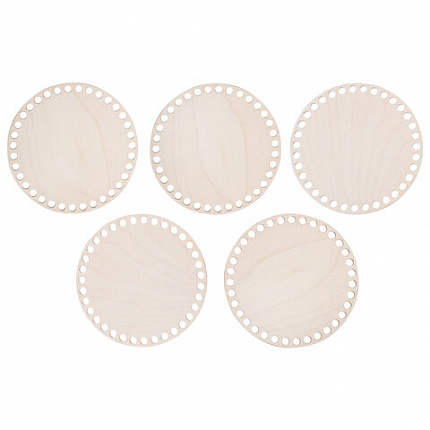 Донышки деревянные для вязания круглые, 5 шт., диаметр 15 см, BRAUBERG HOBBY, 665315