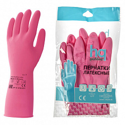 Перчатки латексные КЩС, сверхпрочные, плотные, хлопковое напыление, размер 7, S (малый), красные, HQ Profiline, 73579