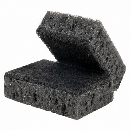 Губки для посуды 9,8х6,6х3 см, КОМПЛЕКТ 10 шт., SQUARE BLACK, КРУПНОПОРИСТЫЙ поролон с абразивным слоем, LAIMA, 608648