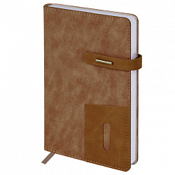 Ежедневник недатированный А5 138х213 мм BRAUBERG "Cowboy", под кожу, застежка 160 л., коричневый, 116198