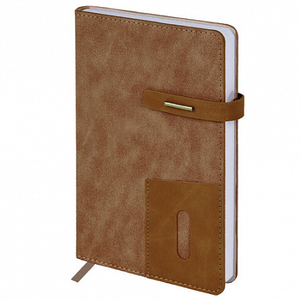 Ежедневник недатированный А5 138х213мм BRAUBERG "Cowboy", под кожу, застежка 160л, коричневый, 116198