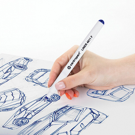 Ручка капиллярная (линер) СИНЯЯ CENTROPEN "Liner", трехгранная, линия письма 0,3 мм, 4611, 2 4611 0106