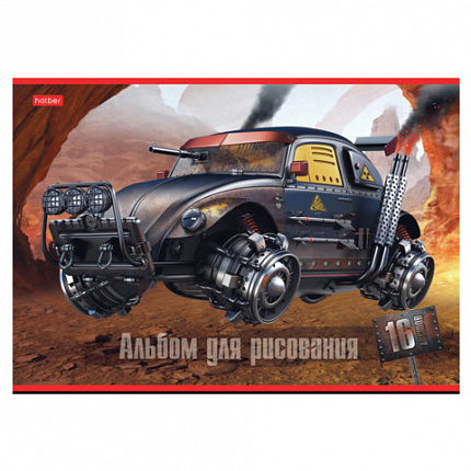 Альбом для рисования А4 16 л., скоба, обложка картон, HATBER, 205х290 мм, "Дизельпанк", 085167, 16А4В