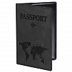 Обложка для паспорта "Passport Map", мягкая экокожа, графитовая, STAFF, 238875