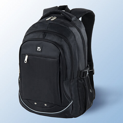 Рюкзак BRAUBERG HIGH SCHOOL универсальный, 3 отделения, "Карбон", черный, 46х31х18 см, 270758