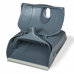 Совок для мусора КОМПЛЕКТ щетка + 2 рукоятки по 94 см, закрывающаяся крышка ЛОВУШКА, серый LAIMA PROFESSIONAL, 601508