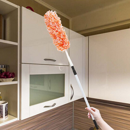 Пипидастр (сметка-метелка) для уборки пыли, метелка 30 см, рукоятка 75-120 см, оранжевый, LAIMA, 603619