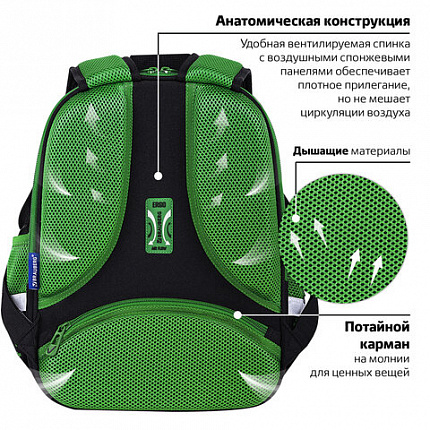 Ранец BRAUBERG FIT, 2 отделения, "Ночной воин", 38х27х14 см, 272023
