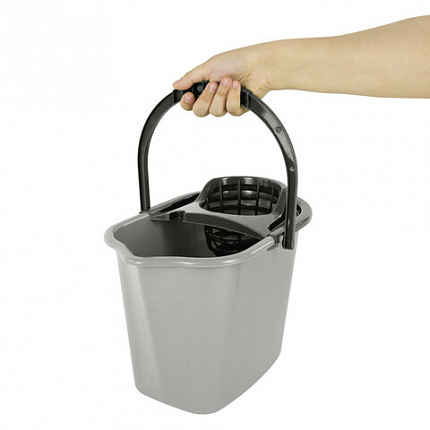 Ведро 10 л для уборки КОМПЛЕКТ с ОТЖИМОМ для веревочных и ленточных МОПов, 24х35х24 см, YORK, 70020