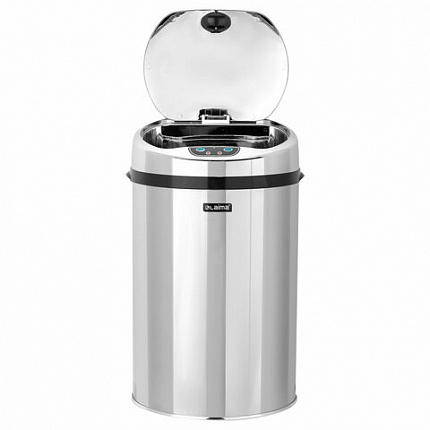 Ведро для мусора СЕНСОРНОЕ 12 л, нержавеющая сталь, зеркальная крышка, питание от 4-х батареек AA (не входят в комплект), LAIMA, 609327