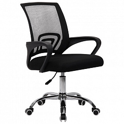 Кресло CROMEX (КРОМЕКС) "Top CH-695", ХРОМ, с подлокотниками, сетка/ткань TW, черное, 533066