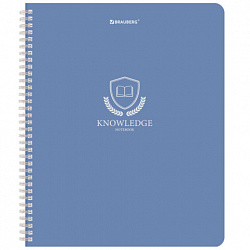 Тетрадь А5, 48 л., BRAUBERG, гребень, клетка, матовая ламинация, "Knowledge" (микс в спайке), 405324
