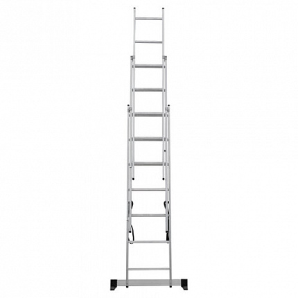 Лестница-трансформер 3-х секционная 3х7 ступеней, высота 4,5 м (3 секции по 1,9 м), нагрузка 150 кг, алюминий, НОВАЯ ВЫСОТА, 1230307