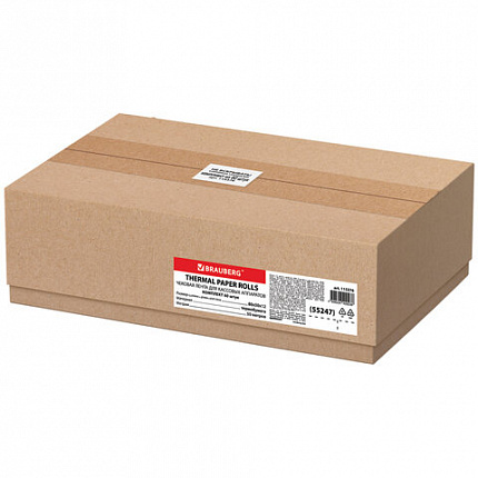 Чековая лента ТЕРМОБУМАГА 80 мм (диаметр 56 мм, длина 50 м, втулка 12 мм) КОМПЛЕКТ 60 шт., BRAUBERG, 115376