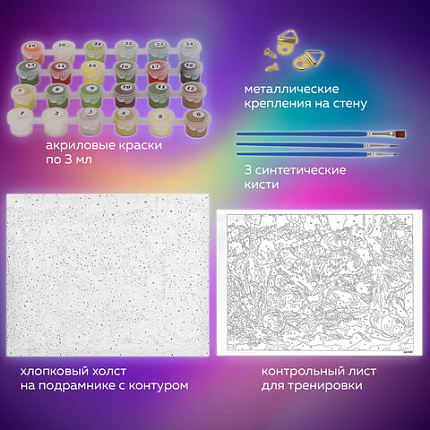 Картина по номерам 40х50 см, ОСТРОВ СОКРОВИЩ "Ежик", на подрамнике, акриловые краски, 3 кисти, 662490