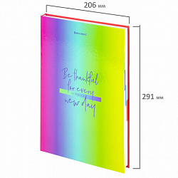 Блокнот БОЛЬШОЙ ФОРМАТ (206х291 мм) А4, 160 л., твёрдый, блок 5 цветов, клетка, BRAUBERG, "Градиент", 114408