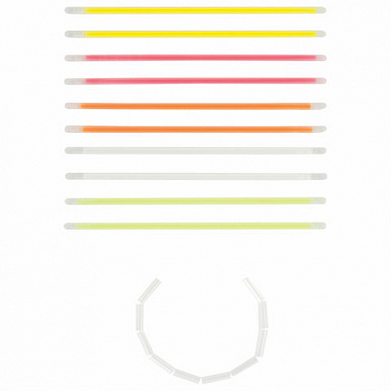 Светящиеся (неоновые) палочки 10 штук в тубе, ассорти, ЮНЛАНДИЯ, 662595