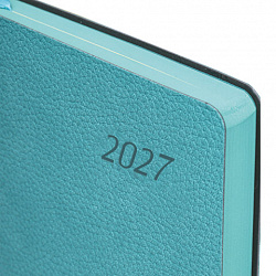 Ежедневник датированный 2027, А5, 138x213 мм, BRAUBERG "Stylish", под кожу, гибкий, бирюзовый, 117970